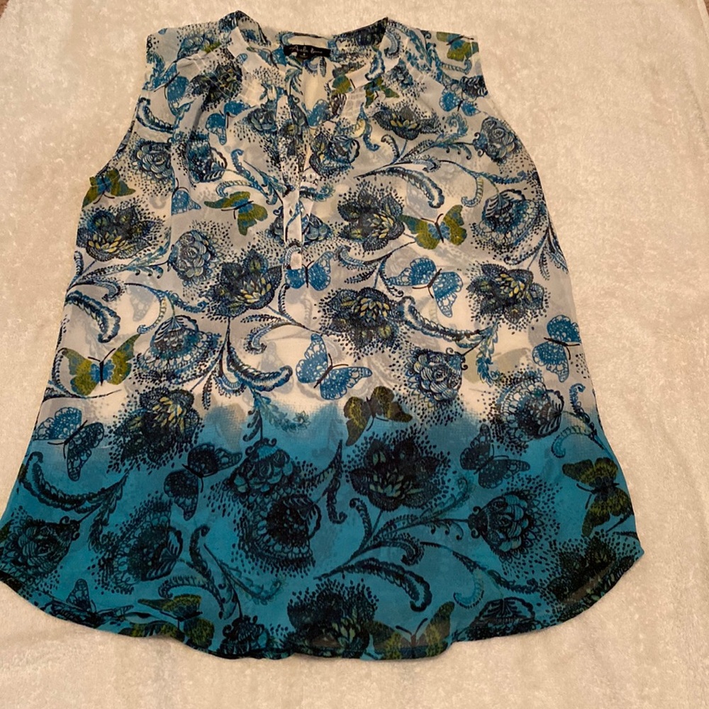 Womens shear shoulder sleeveless blouse